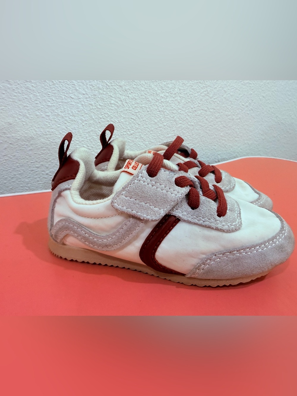 Zara Kids Casual Trainer in White and Burgundy